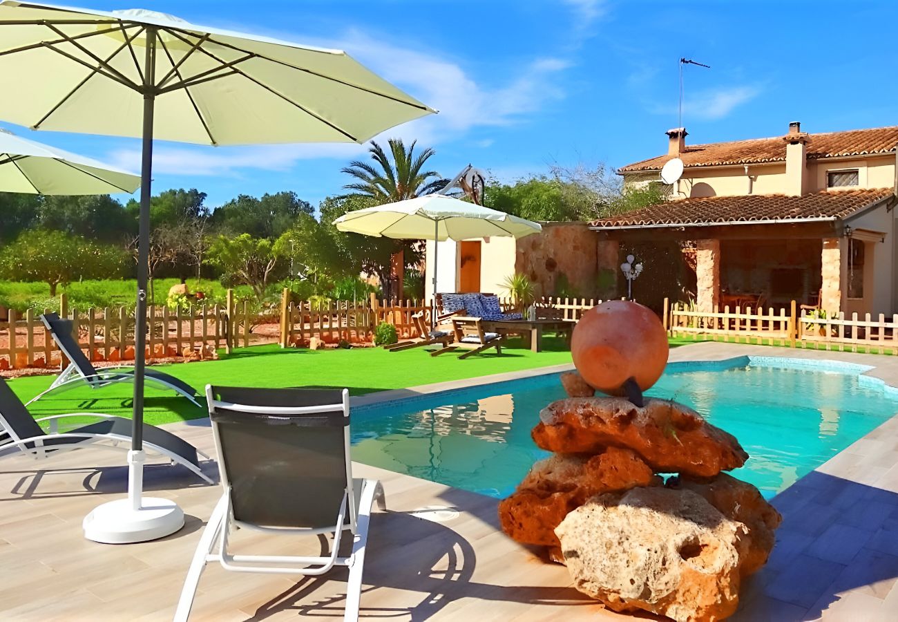 Terrace with pool at Finca San Antem in Mallorca